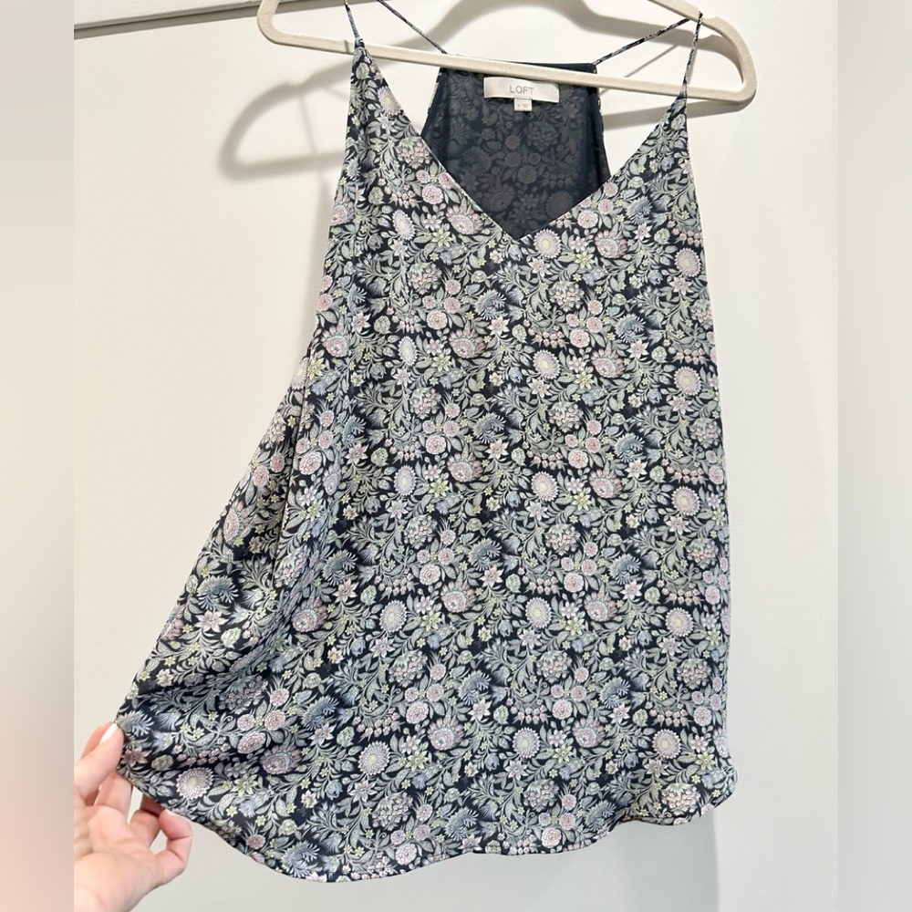 Loft - floral Spaghetti Strap fully lined blousy halter top